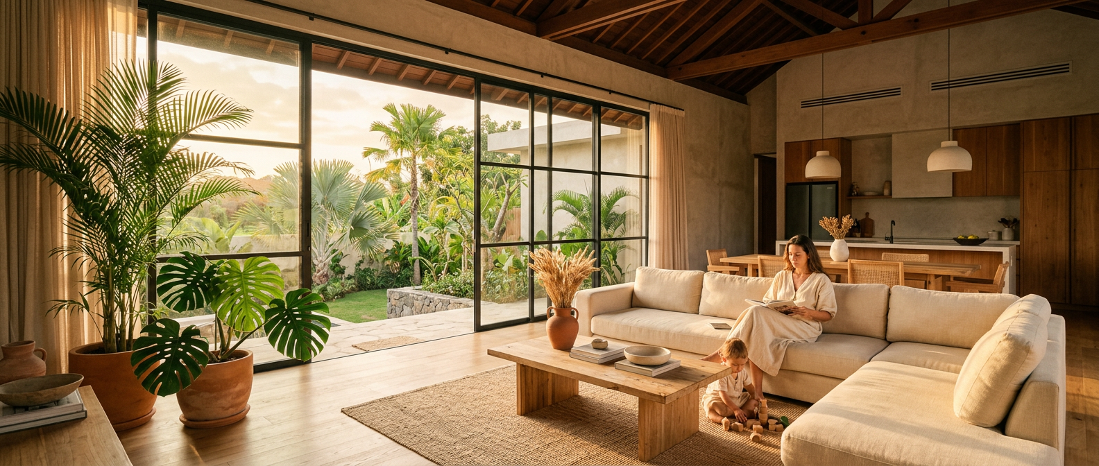 Rumah modern minimalist buat ditinggali, interior hangat dengan natural light